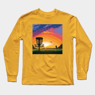 Disc Golf Against a Colorful Sunrise Long Sleeve T-Shirt